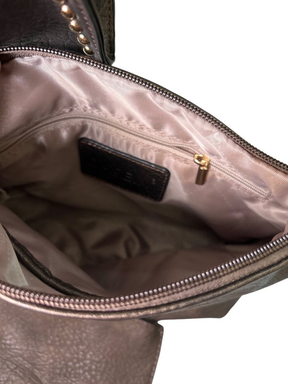 NEW Dasein Brown & Metallic Gold Tote Purse w/ Wristlet & Makeup Bag & Strap USA - Picture 7 of 11